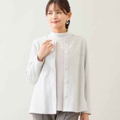 ＜LOBJIE (Women)＞【洗える・アンサンブル可】起毛リブカーディガン（１２０３６５５１）