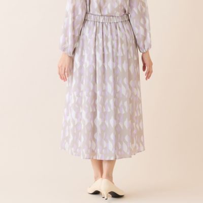 洗える・セットアップ可】幾何柄フレアスカート（12041632