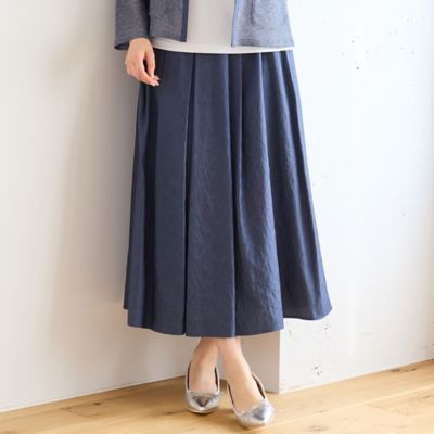 【洗える・一部店舗限定】シャンブレーツイル　タックスカート（１２０４２５２１）