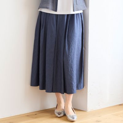 【洗える・一部店舗限定】シャンブレーツイル　タックスカート（１２０４２５２１）