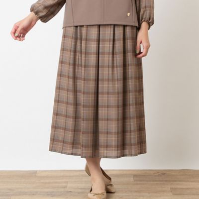 ＜LOBJIE (Women)＞【洗える・セットアップ可能】グレンチェックフレアスカート（１２０４５５３１）