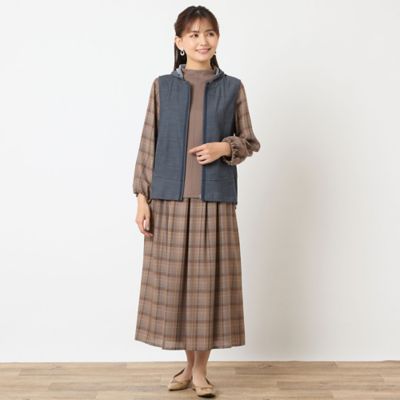 洗える・セットアップ可能】グレンチェックフレアスカート