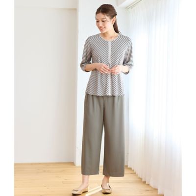 【洗える・日本製・セットアップ可能】プルリ　ワイドクロップドパンツ（１２０５２５２１）