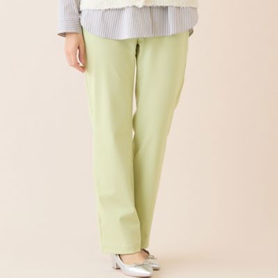 ＜LOBJIE (Women)＞【洗える・日本製】綿混ベーシックストレートパンツ（イエロー）（１２０５２６０２）