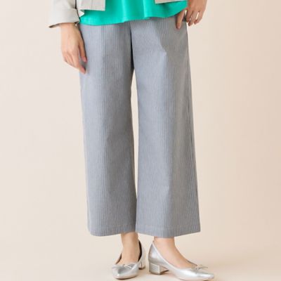 ＜LOBJIE (Women)＞【洗える・Ｓ～ＬＬサイズ】ピケストレッチセミワイドパンツ（１２０５２６５２）