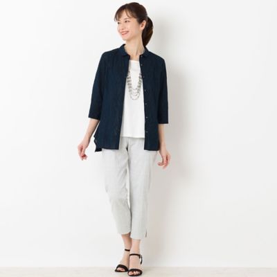 ストレッチジャカード　クロップドパンツ（１２０５３４１１）
