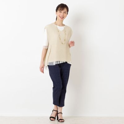 ストレッチジャカード　クロップドパンツ（１２０５３４１１）
