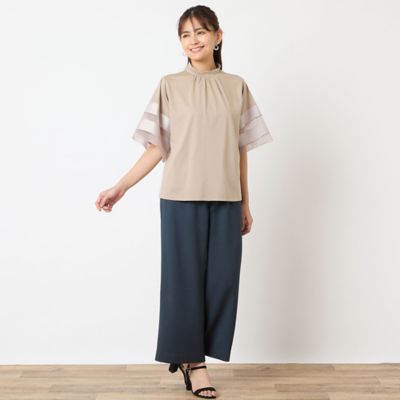 アミティエ　クロップドパンツ 洗える・S～LLサイズ】セミワイドクロップドパンツ