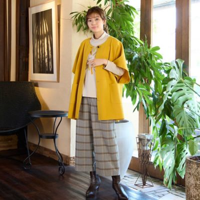 チェック柄ワイドクロップドパンツ（12056412） | LOBJIE