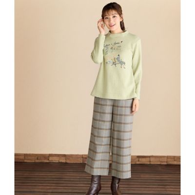 チェック柄ワイドクロップドパンツ（12056412） | LOBJIE