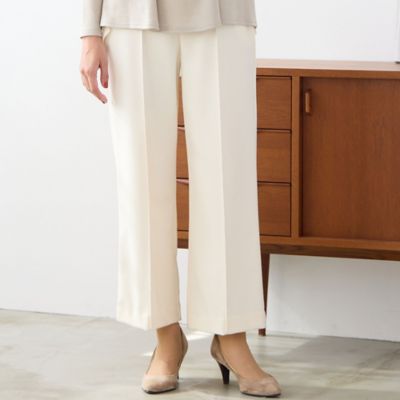 ＜LOBJIE (Women)＞【あったか素材・洗える・日本製】ピンタック入りワイドパンツ（１２０５６５０１）