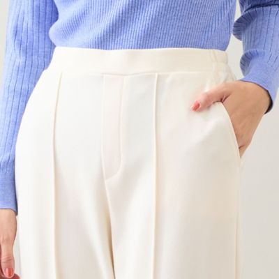 あったか素材・洗える・日本製】ピンタック入りワイドパンツ