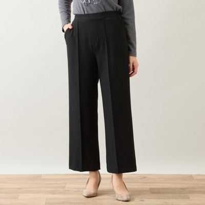 あったか素材・洗える・日本製】ピンタック入りワイドパンツ
