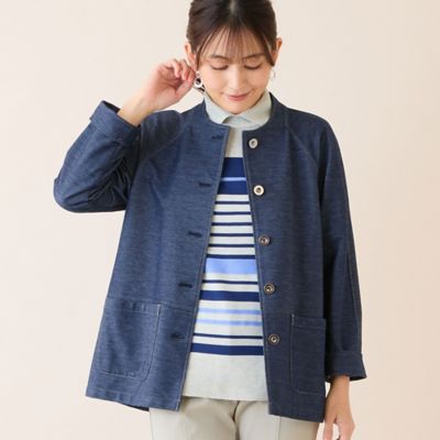 ＜LOBJIE (Women)＞【洗える】綿混ツイルジャージージャケット（１２１０２６０２）