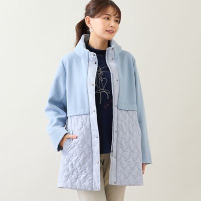ニット×キルティングコート（ブルー）（12106541） | LOBJIE