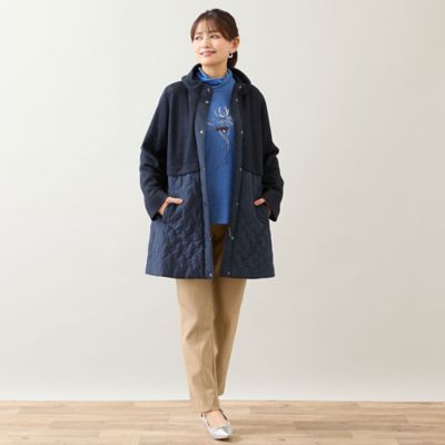 ニット×キルティングコート（ダークブルー）（12106541A