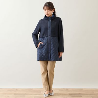 ニット×キルティングコート（ダークブルー）（12106541A