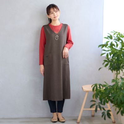 洗える】Vネックジャンパースカート（12115541） | LOBJIE