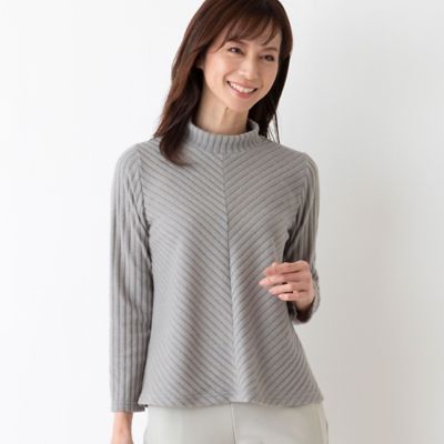 ＜LOBJIE (Women)＞ソフト起毛スタンドカラートップス（１２１２１４４３）