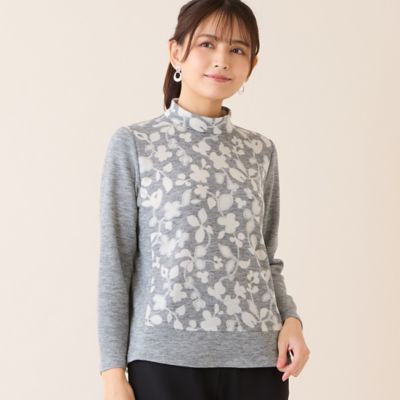 洗える・日本製・アンサンブル可】フラワーオパールカットソー