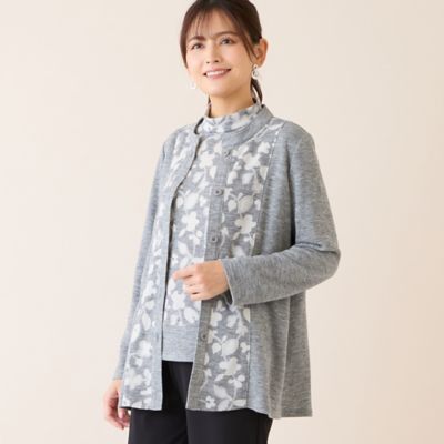 洗える・日本製・アンサンブル可】フラワーオパールカットソー