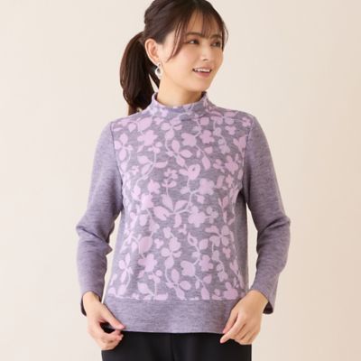 洗える・日本製・アンサンブル可】フラワーオパールカットソー