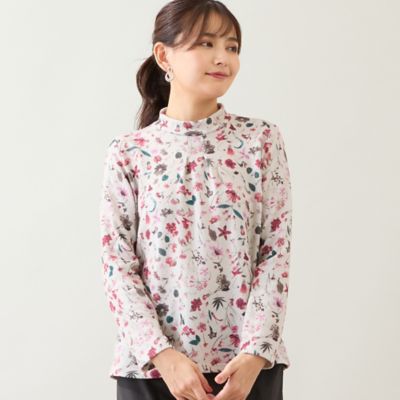 洗える・日本製】ボタニカル柄起毛カットソー（12121613