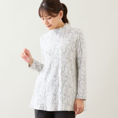 洗える・日本製】サークルジャカード起毛カットソー（12121615