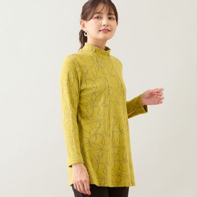 ロブジェ（LOBJIE）/【洗える・日本製・アンサンブル可】起毛リブカットソー 洗える・日本製】サークルジャカード起毛カットソー（12121615