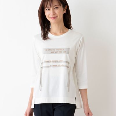 ＜LOBJIE (Women)＞メッセージリボン刺繍カットソー（１２１２２４１２）