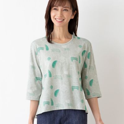 幾何柄コットンTシャツ（12122454） | LOBJIE (Women