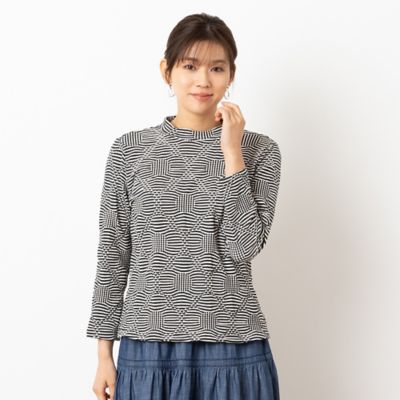 【洗える・日本製】シャーリングジャカード　カットソー（１２１２２５１３）