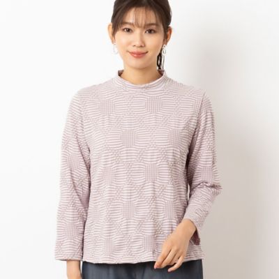 【洗える・日本製】シャーリングジャカード　カットソー（１２１２２５１３）