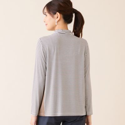 洗える】刺繍入りボーダーカットソー（12122602） | LOBJIE