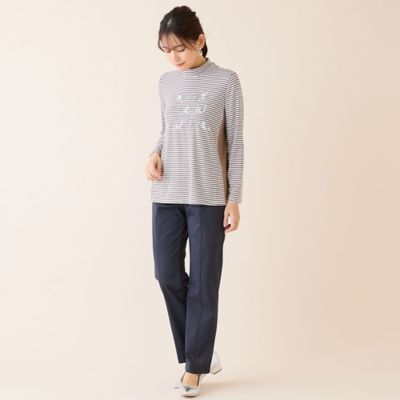 洗える】刺繍入りボーダーカットソー（12122602） | LOBJIE