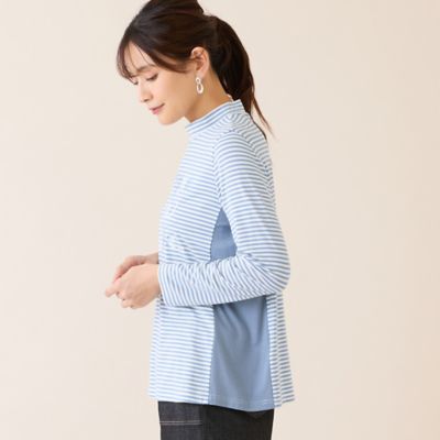 洗える】刺繍入りボーダーカットソー（12122602） | LOBJIE