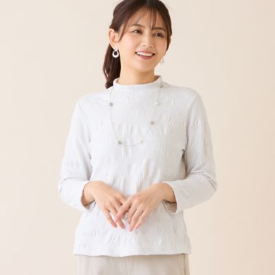 洗える・日本製】シャーリングジャカードカットソー（12122611