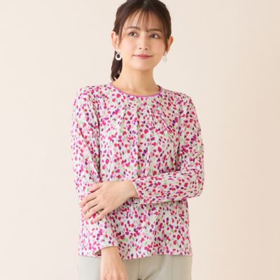 ＜LOBJIE (Women)＞【洗える・日本製】小花柄カットソー（１２１２２６１２）