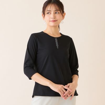 洗える・日本製】襟刺繍カットソー（12122614） | LOBJIE