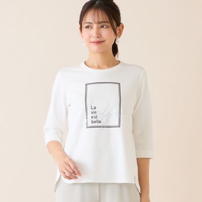 ＜LOBJIE (Women)＞【洗える・日本製】フレームデザインカットソー（１２１２２６２１）