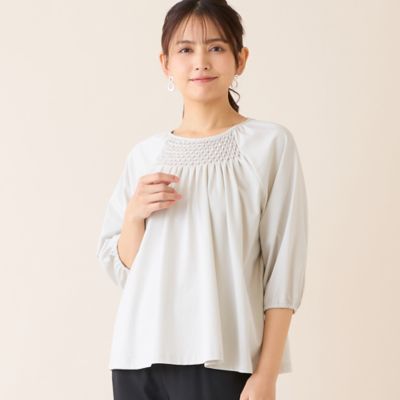 洗える】スモッキング刺繍プルオーバー（12122633） | LOBJIE