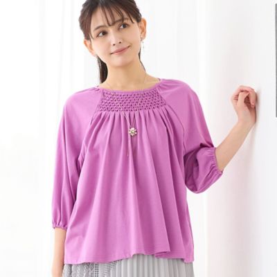 洗える】スモッキング刺繍プルオーバー（12122633） | LOBJIE