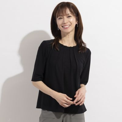＜LOBJIE (Women)＞タックデザイン鹿の子Ｔシャツ（１２１２３３４６）