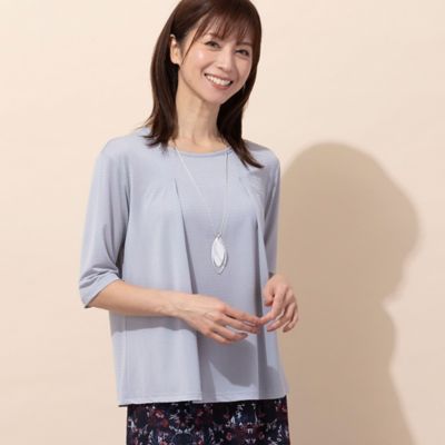 ＜LOBJIE (Women)＞タックデザインＴシャツ（１２１２３３６５）