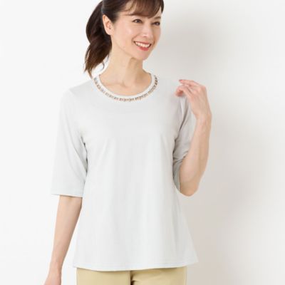 LOBJIE (Women)/ロブジェ ハシゴ刺繍 コットンTシャツ(12123411)