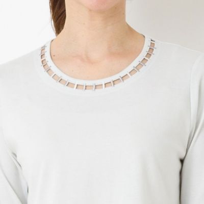 ハシゴ刺繍　コットンＴシャツ（１２１２３４１１）