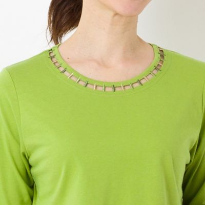 ハシゴ刺繍　コットンＴシャツ（１２１２３４１１）