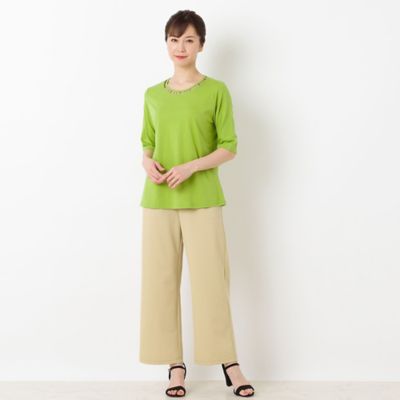 ハシゴ刺繍　コットンＴシャツ（１２１２３４１１）