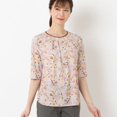 ＜LOBJIE (Women)＞更紗プリントＴシャツ（１２１２３４１２）