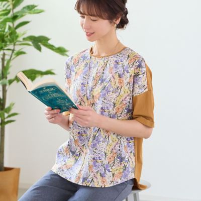 ＜LOBJIE (Women)＞リバティプリント　ラウンドヘムプルオーバー（１２１２３４１４）